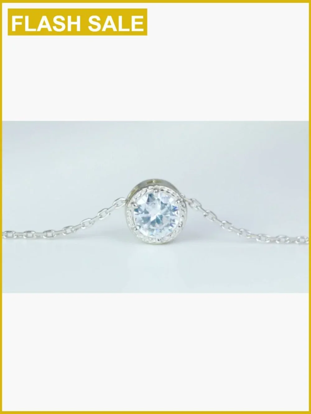 925 Sterling Silver Birthstone Pendant Necklace Cubic Zirconia Solitaire Pendant